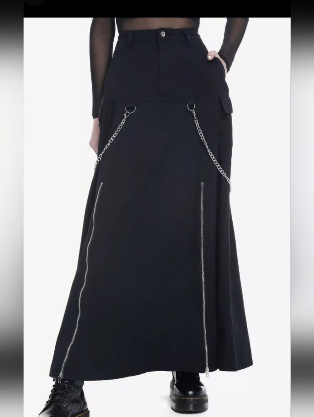Social Collision Black Long Skirt